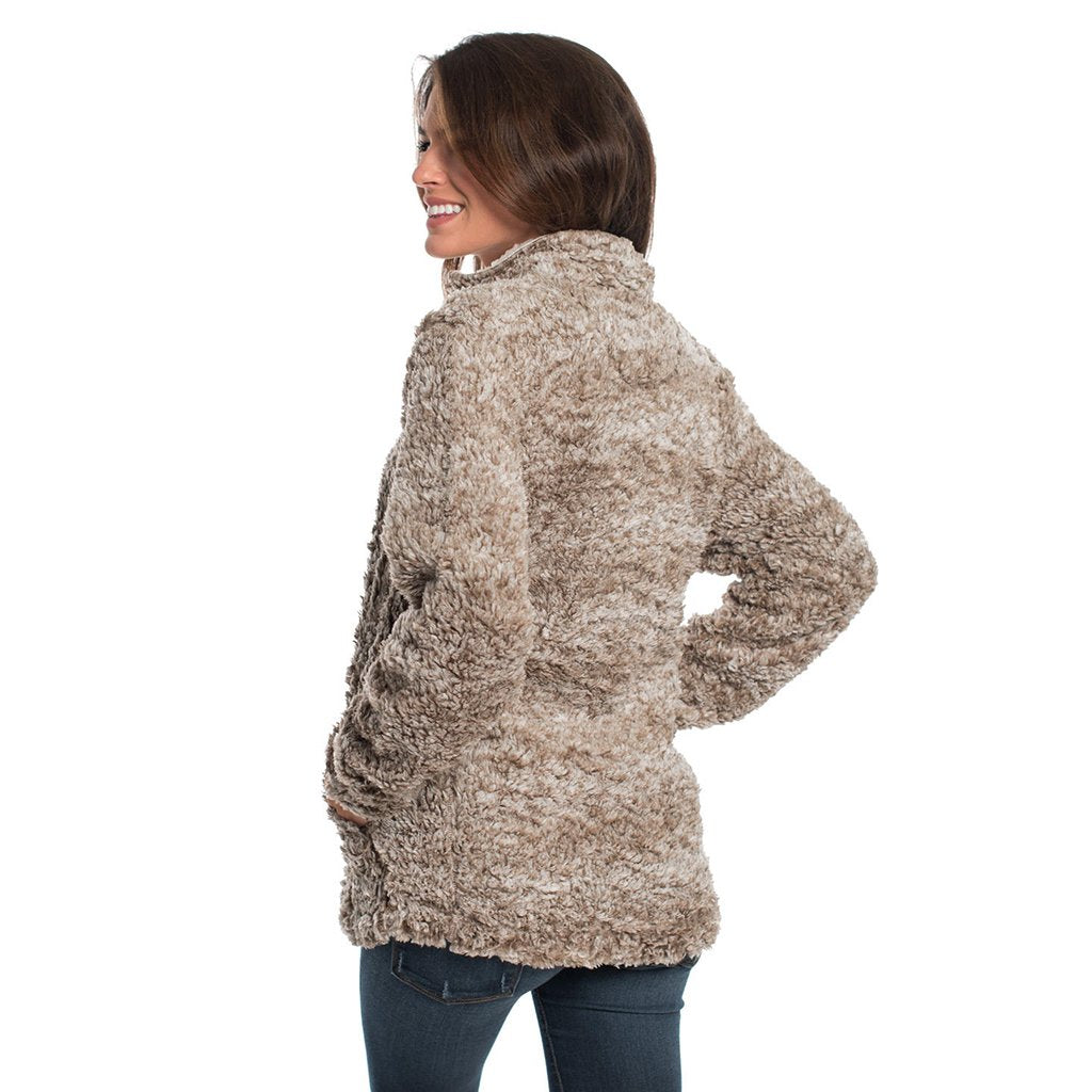 heathered sherpa pullover