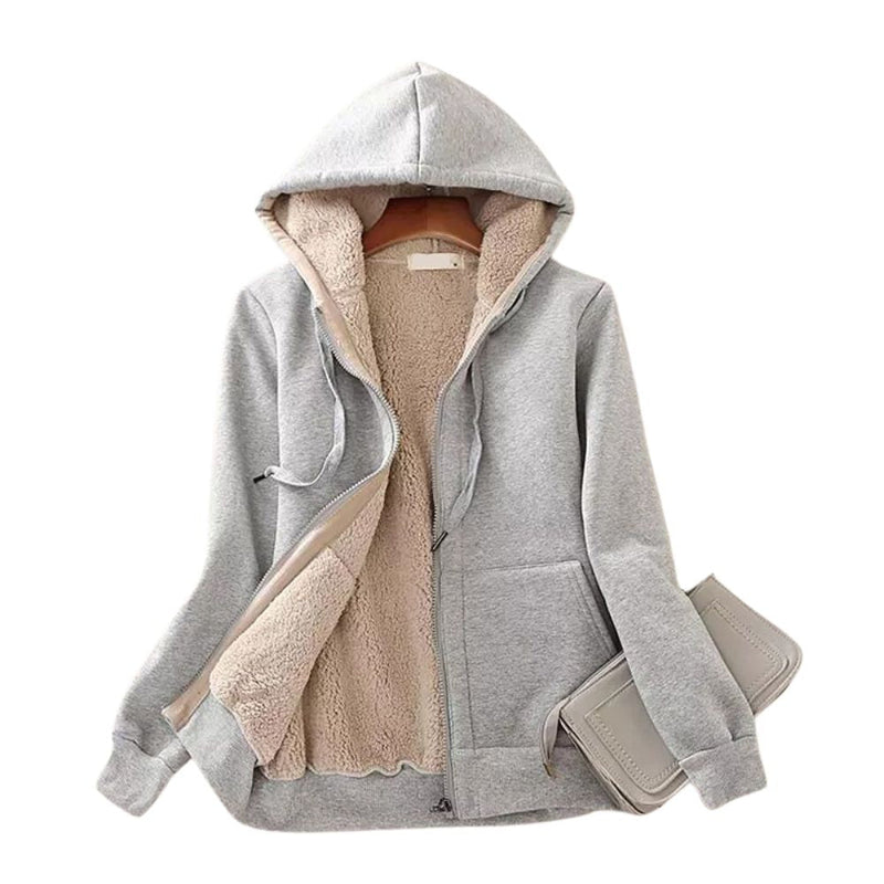 Women's Lagom Sherpa-Lined Full Zip Hoodie in Light Grey – The