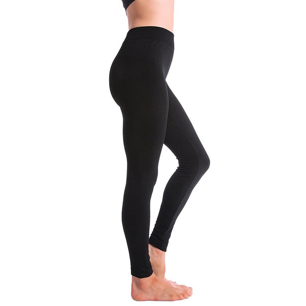 Ultra-Soft Seamless Fleece Lined Leggings in Black