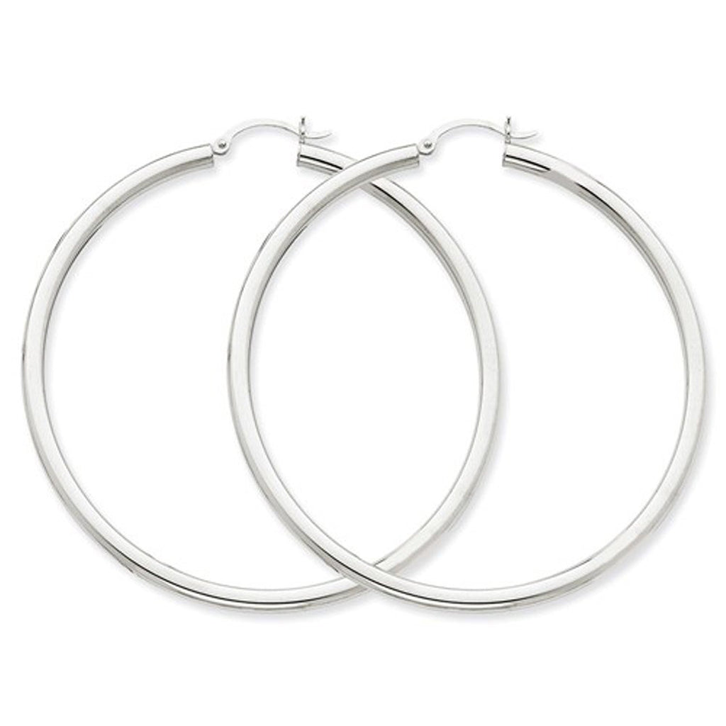 Round hoop earrings 3,5 cm with clasp, sterling silver 925, KL-425 4x25 mm  - SILVEXCRAFT