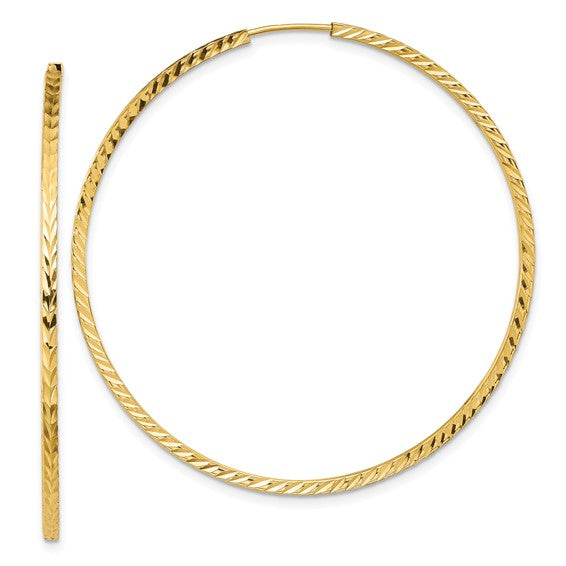 1 mm Endless Gold Tube Hoops 14K White Gold / L