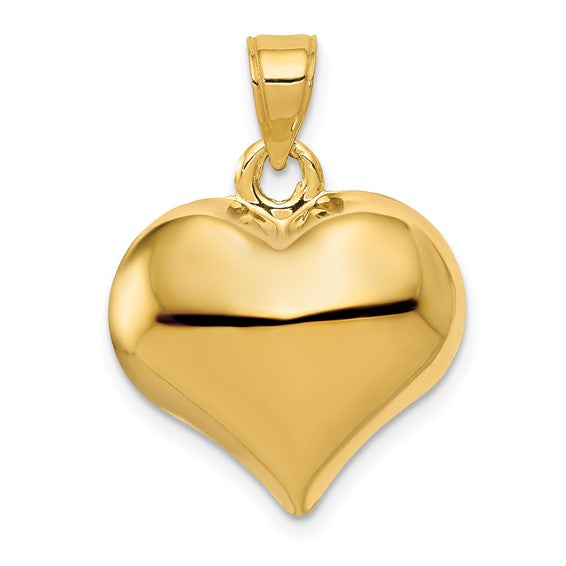 JewelStop 14K Yellow Gold Puffed Heart Love Charm Pendant