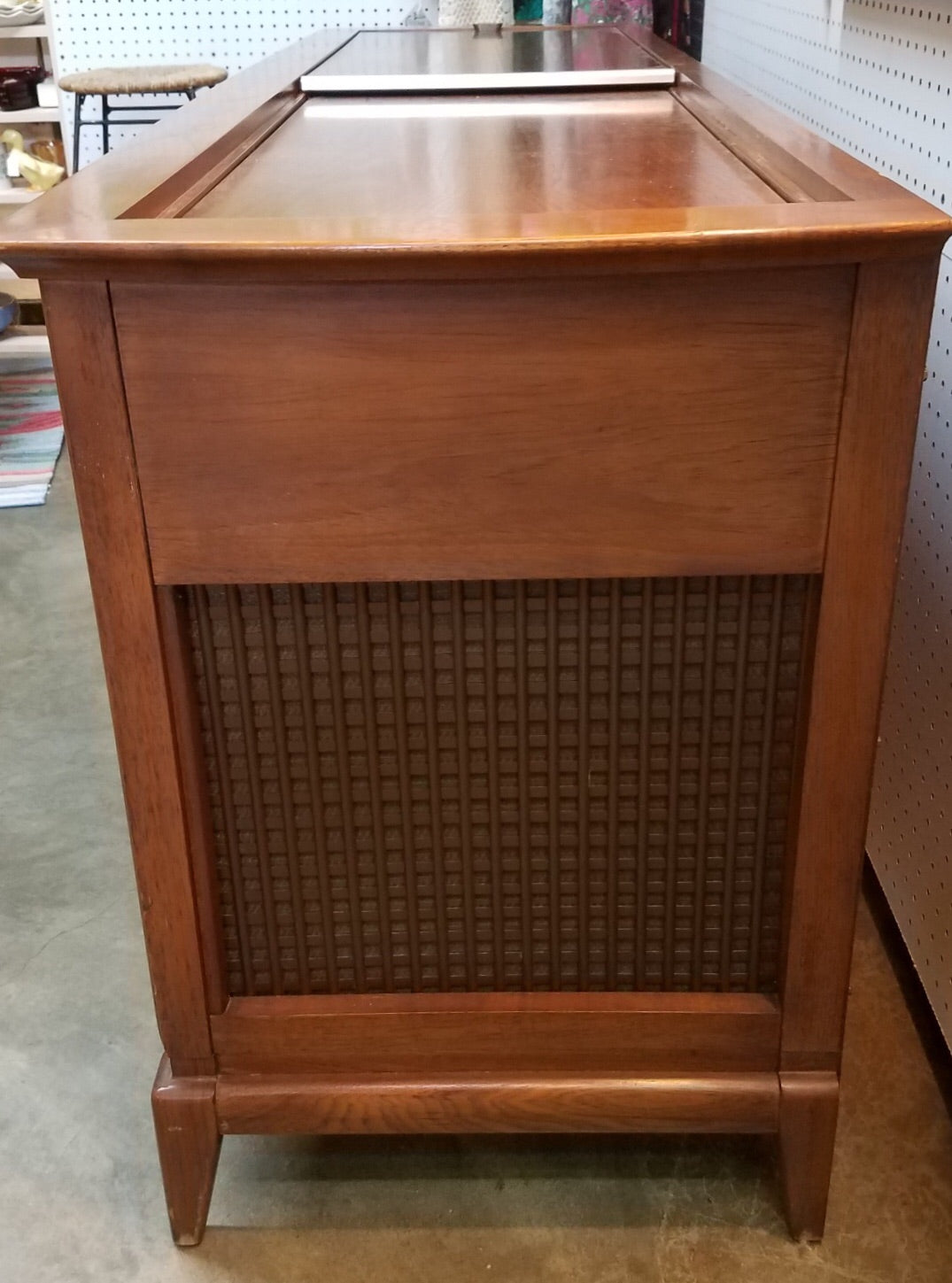 1950s oak record player shelf