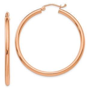 14K Rose Gold Classic Round Hoop Earrings 39mm x 2.5mm