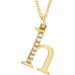 Load image into Gallery viewer, 14K Yellow Rose White Gold .04 CTW Diamond Tiny Petite Lowercase Letter H Initial Alphabet Pendant Charm Necklace

