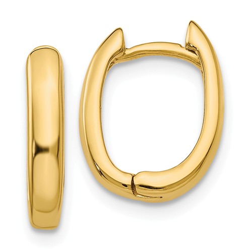 14k Yellow Gold Classic Huggie Hinged Hoop Earrings 13mm x 10mm x 3mm ...