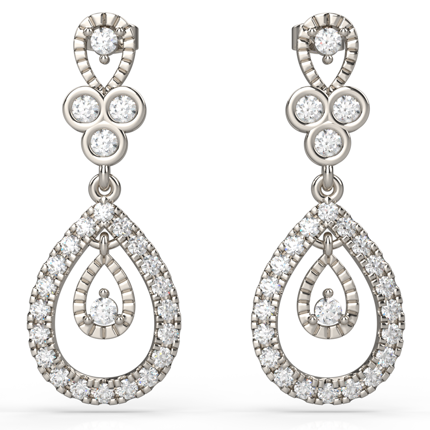 Diamond Earrings With Teardrop-Shaped Design - Australian Diamond Network