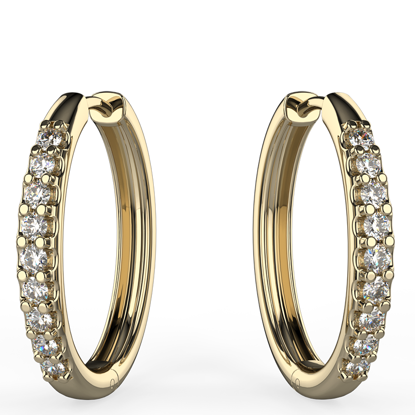 yellow gold diamond hoop earrings in shared prong setting - Australian ...