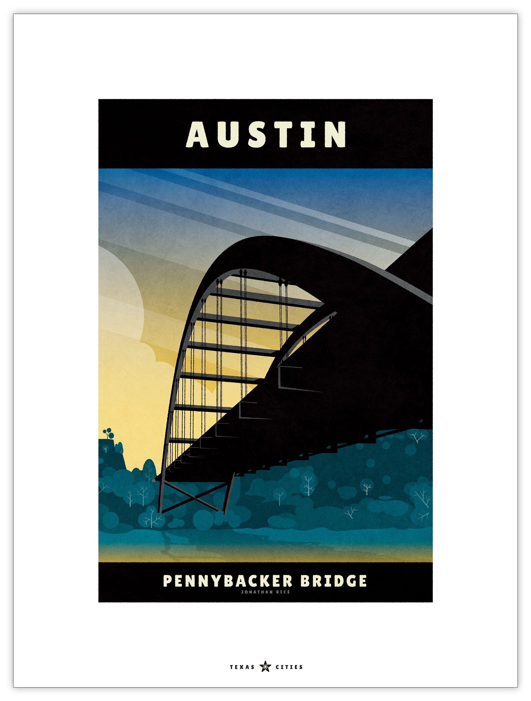 Austin Texas Vintage Travel Posters Bridge 08x12inch(20x30cm) Canvas  Painting Poster And Print Wall Art Picture for Living Room