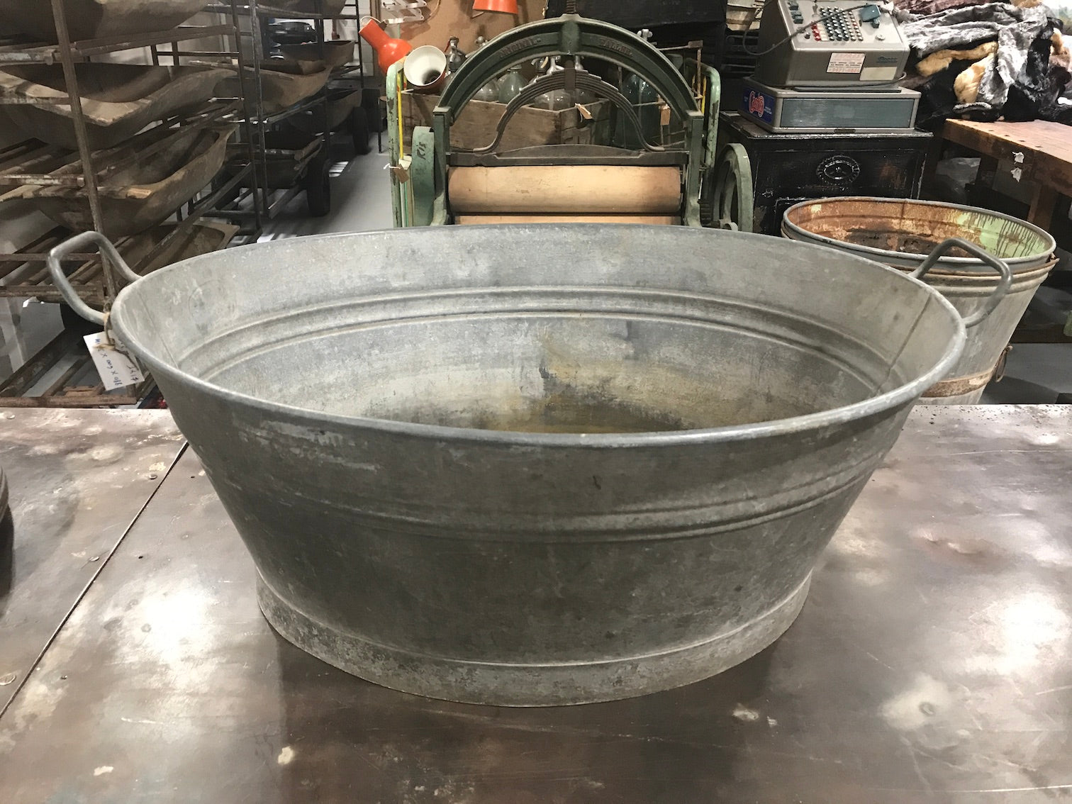 Vintage industrial European galvanized wash tubs #2230 – Fossil Vintage