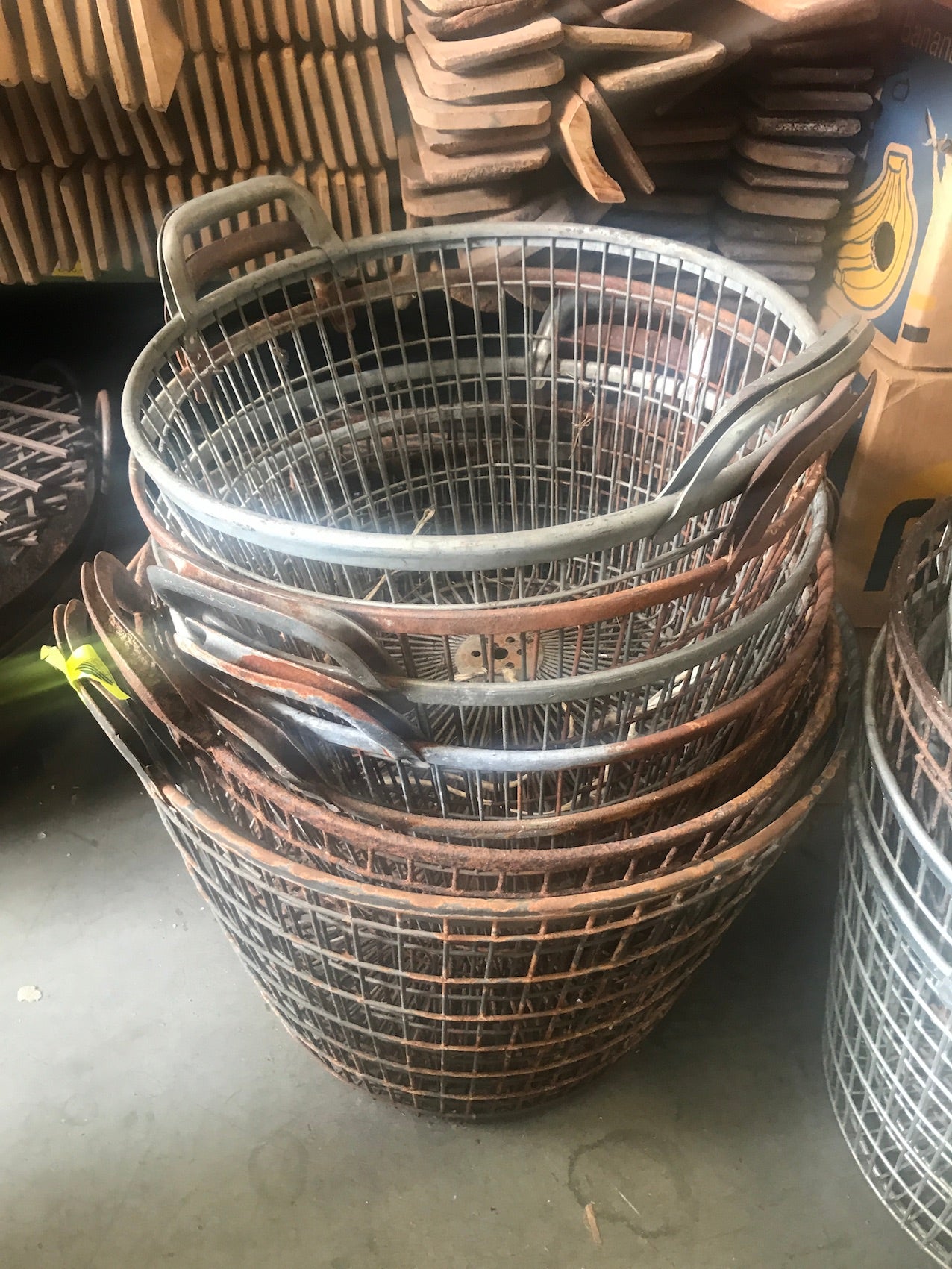 Vintage industrial wire mesh basket #2546 – Fossil Vintage Australia