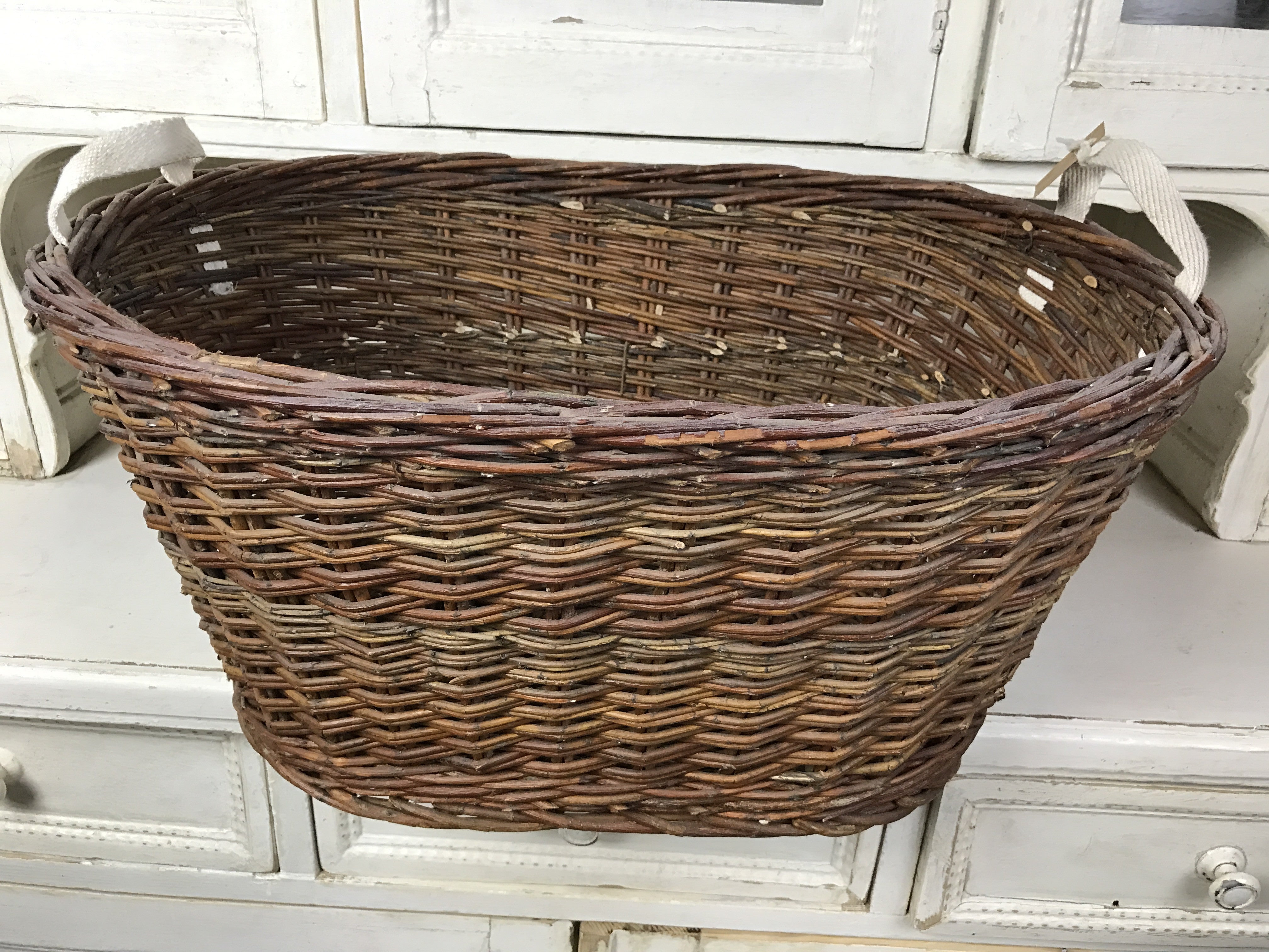 Vintage industrial French bakers baskets cane willow #1304 – Fossil