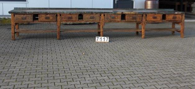 Vintage industrial European workbench table counter 