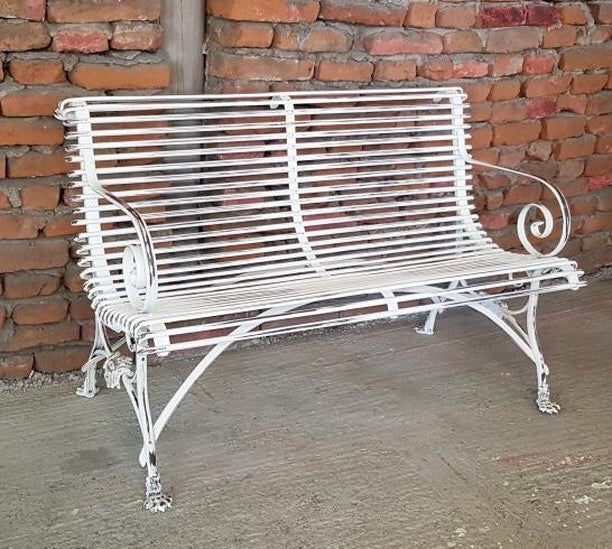 Vintage style French wrought iron Garden bench seat # 2500 B – Fossil