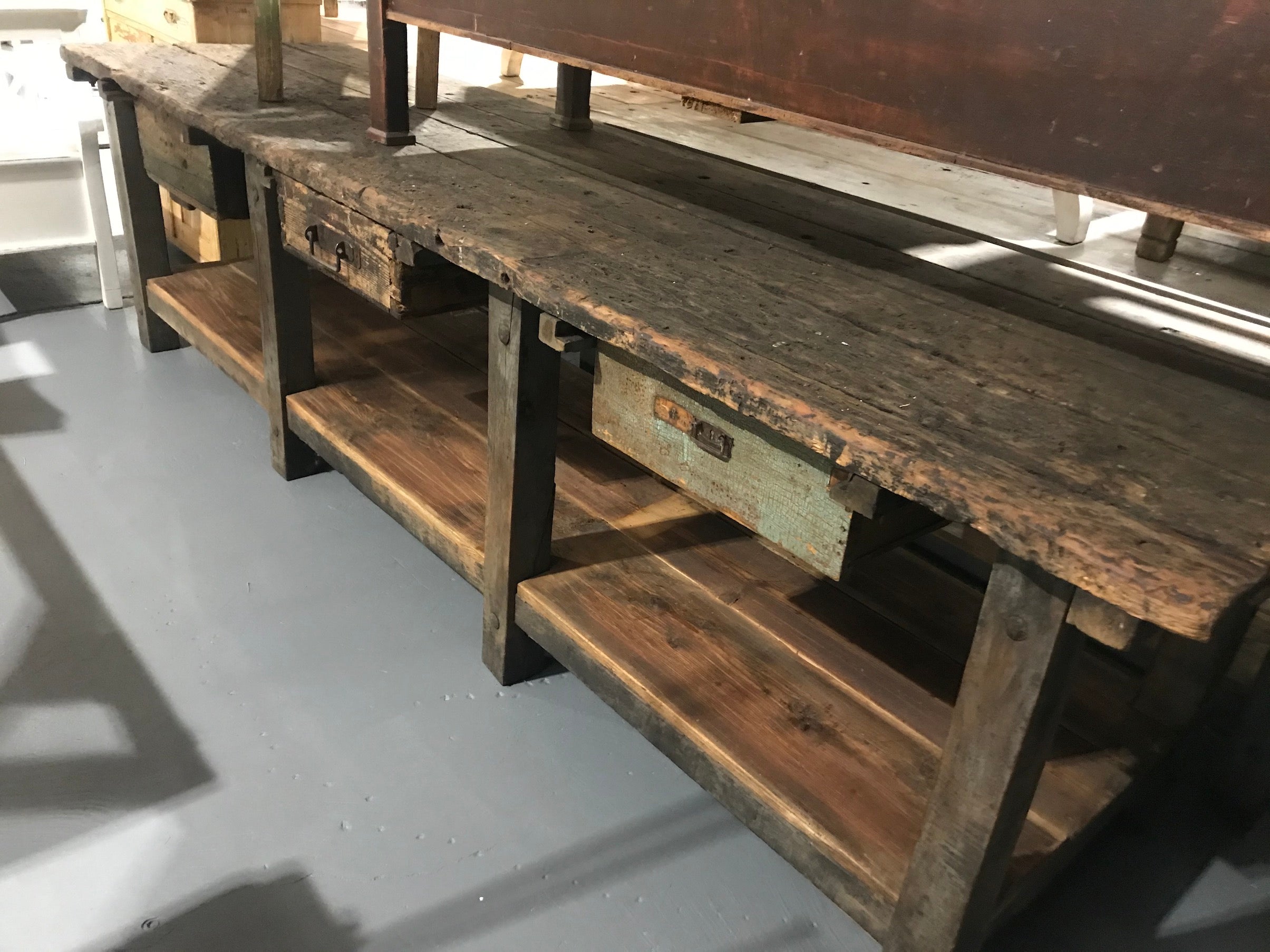 Vintage industrial European workbench table counter kitchen island 3.0 – Fossil