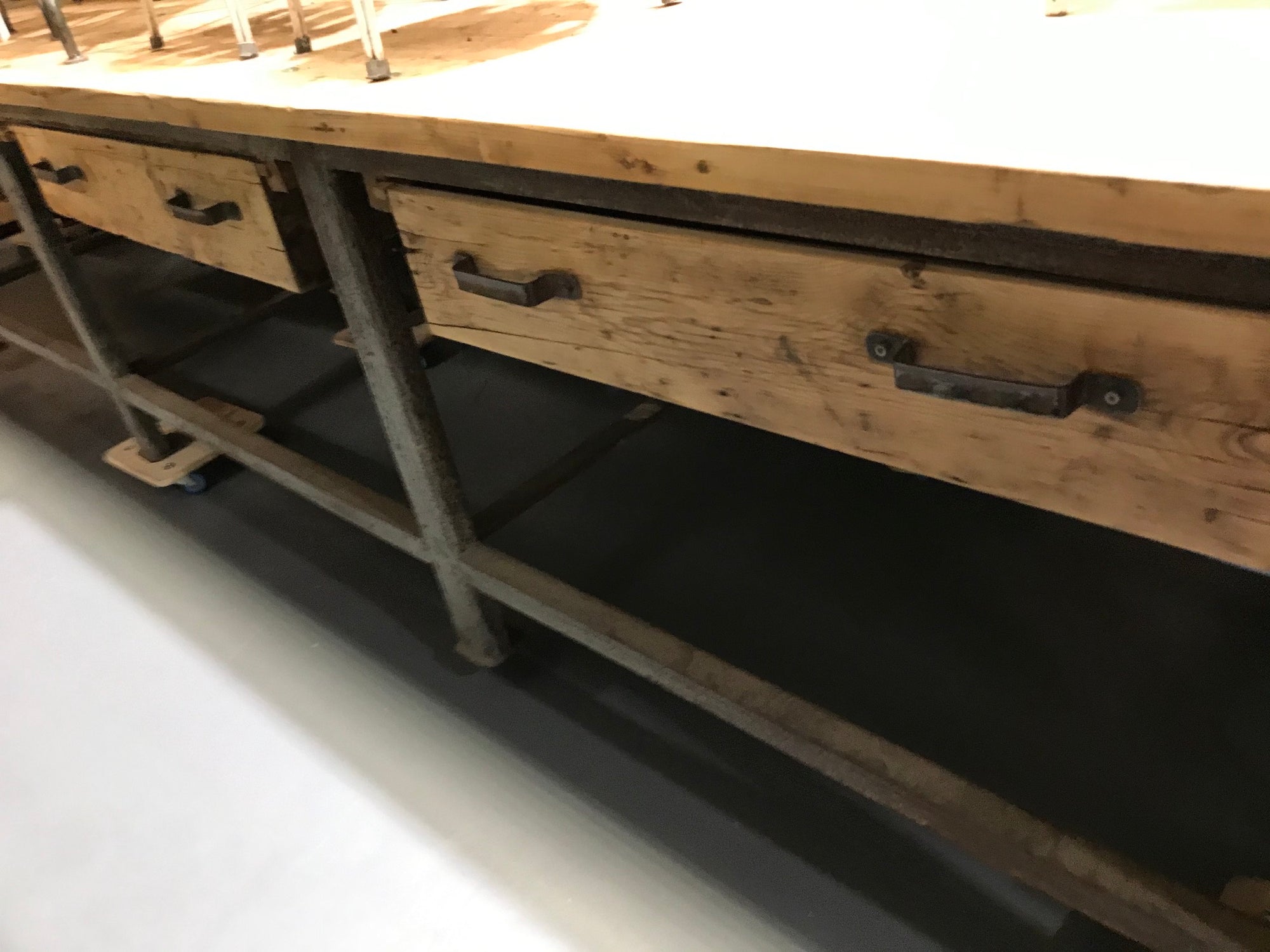 vintage industrial european workbench table counter