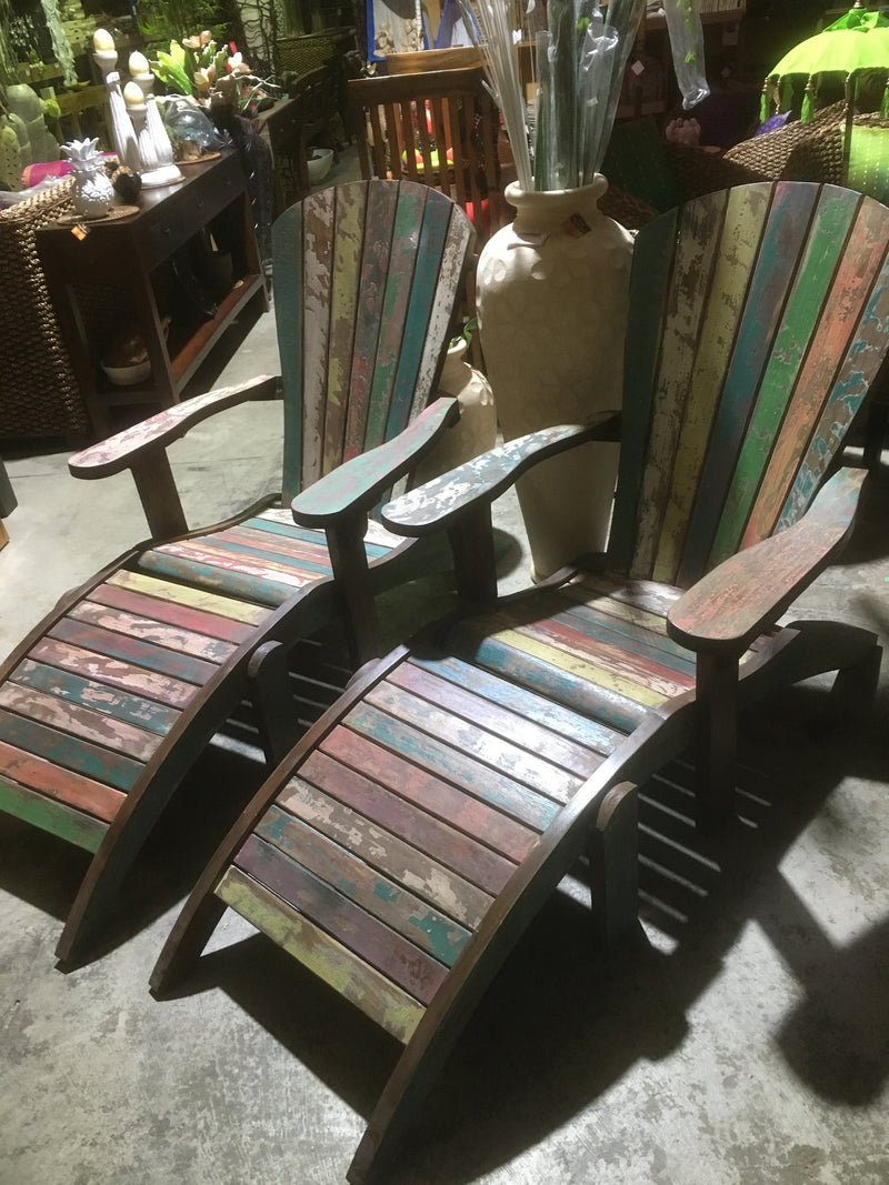 Genuine Recycled Teak Boat Wood Kippas Deck Chairs Bali Mystique