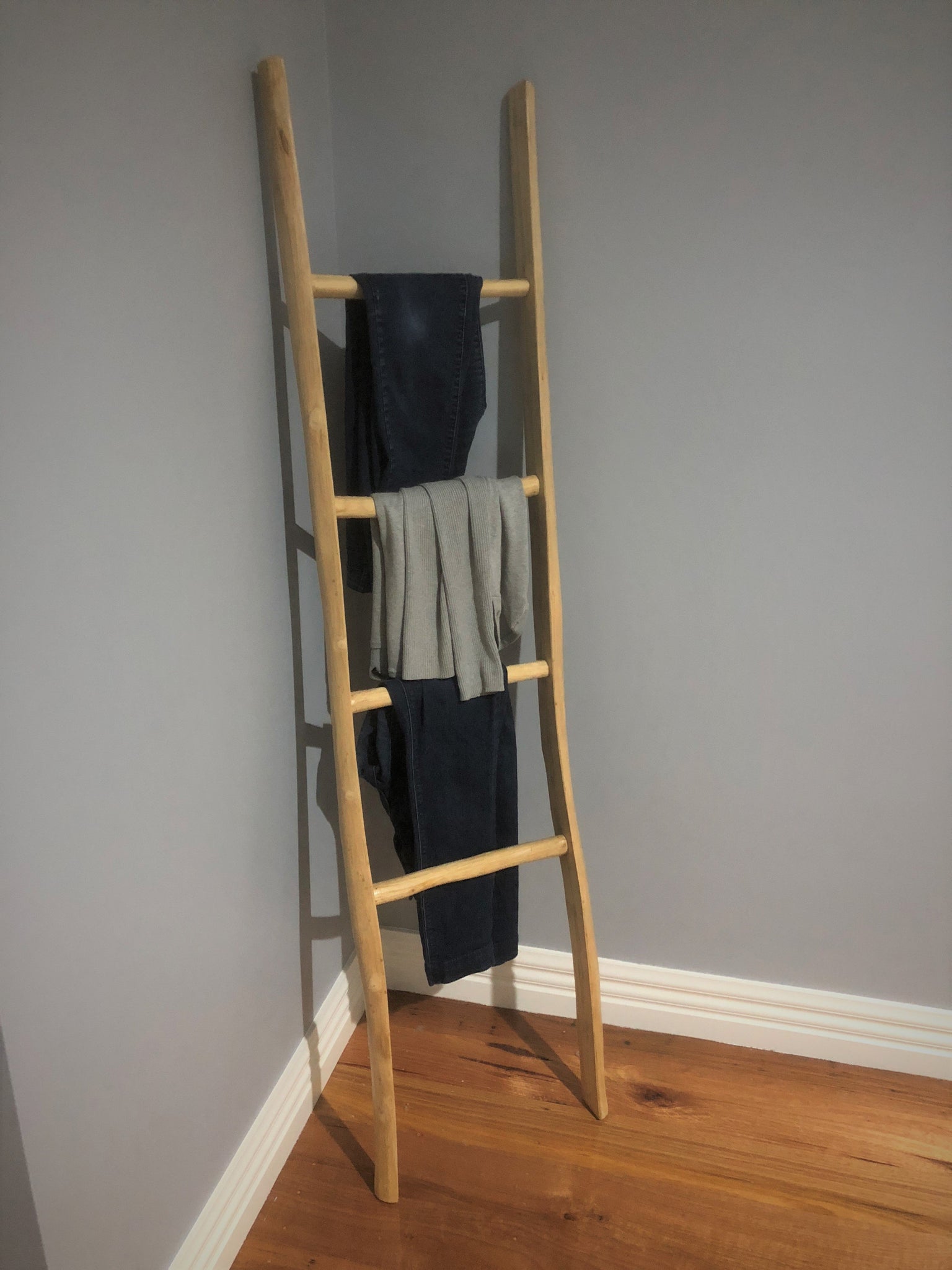 natural wooden towel rack/rail ladder – bali mystique