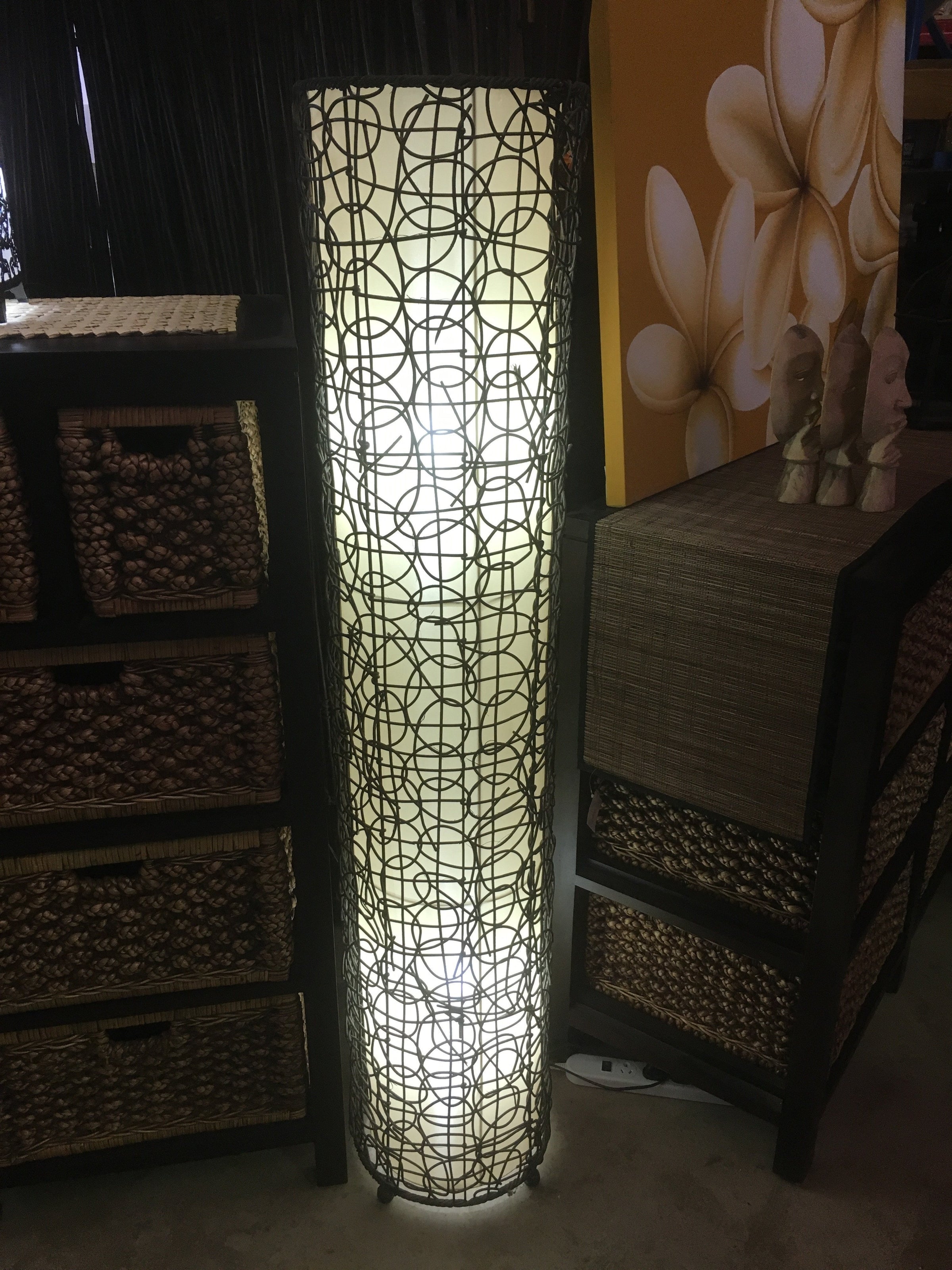 Balinese Woven Rattan Wicker Floor Lamp – Bali Mystique