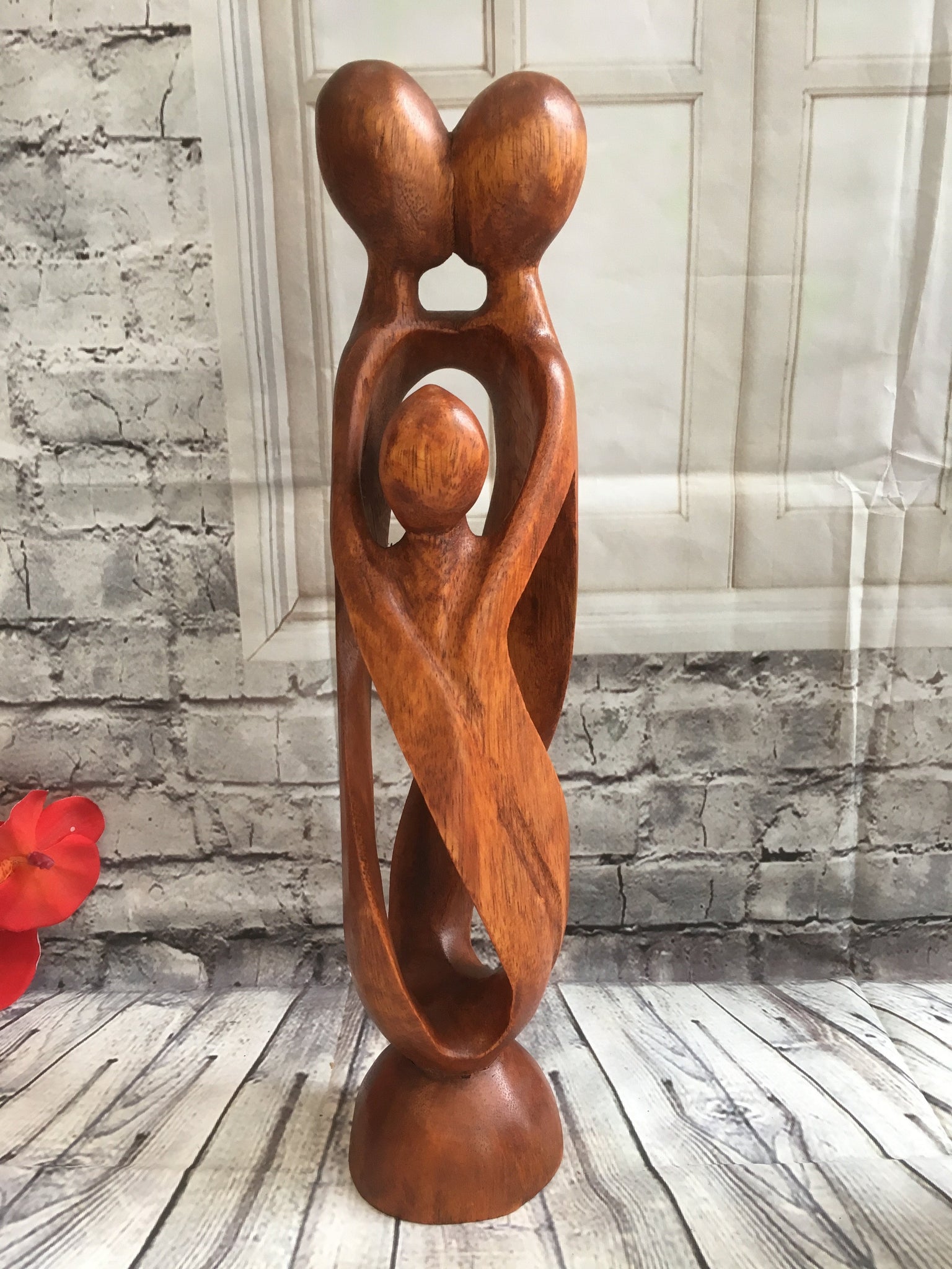 Balinese Abstract Unity Wood Carving Family Love Sculpture – Bali Mystique