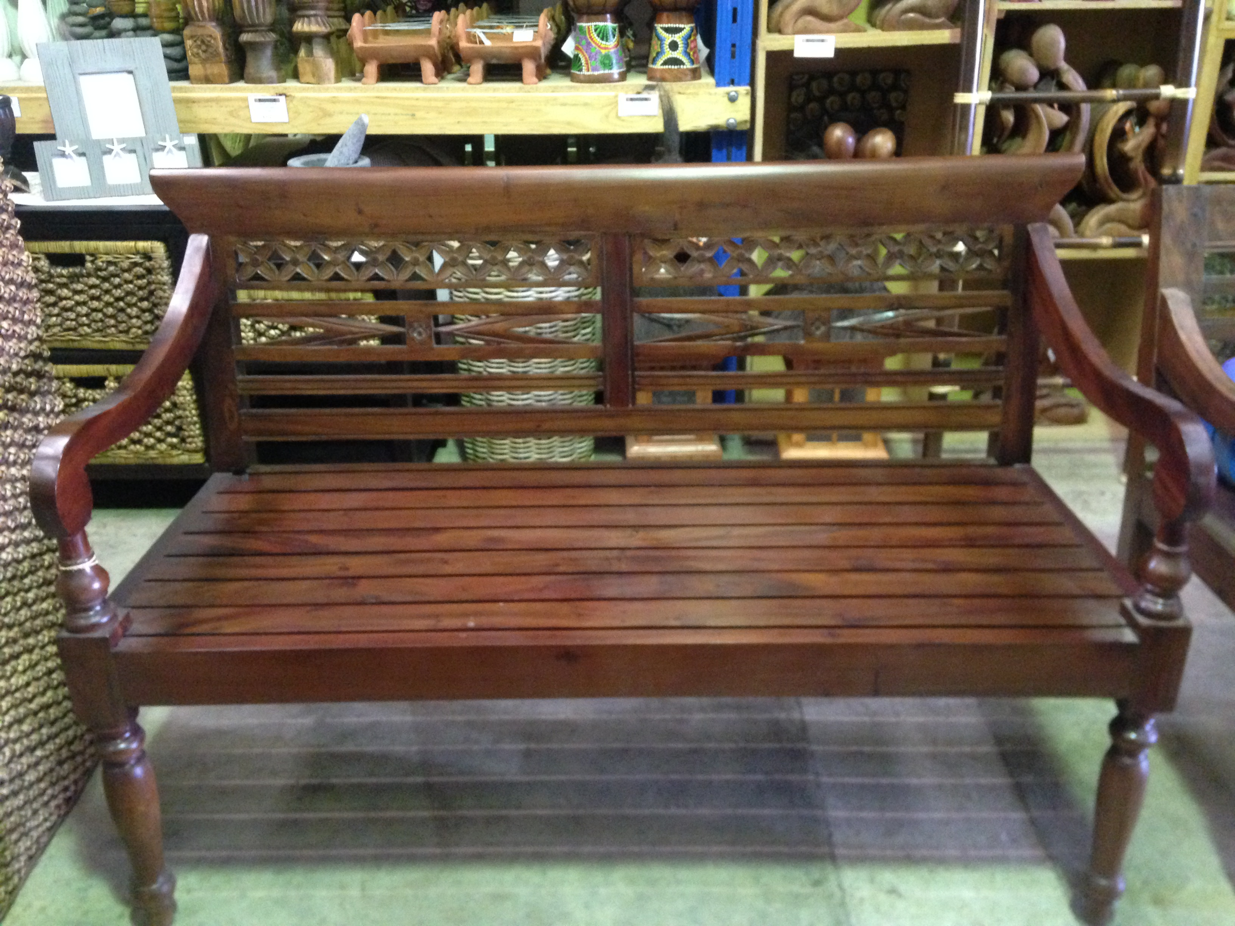 Balinese Mahogany Carved Bench Seat from Bali Indonesia – Bali Mystique