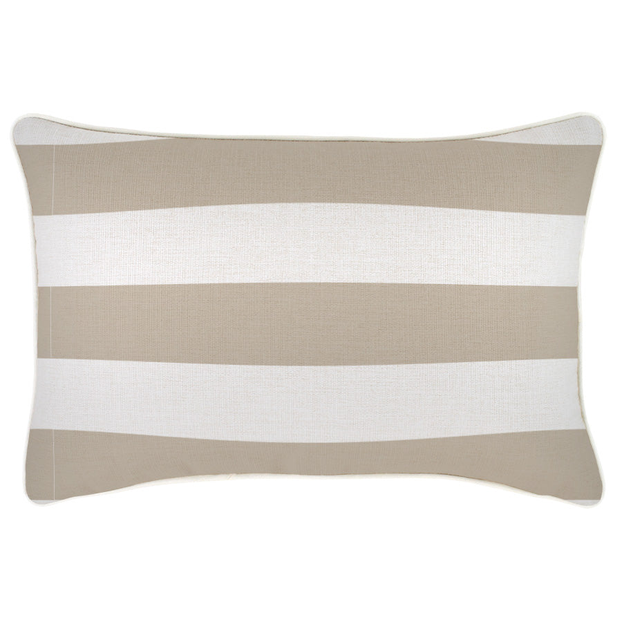 Cushion Cover-With Piping-Deck-Stripe-Beige-35cm x 50cm
