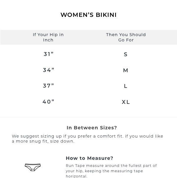 The Boo Boo - Women's Bikini Size Guide