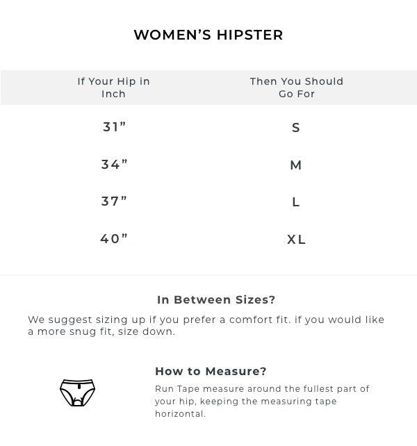 The Boo Boo - Women's Hipster Size Guide