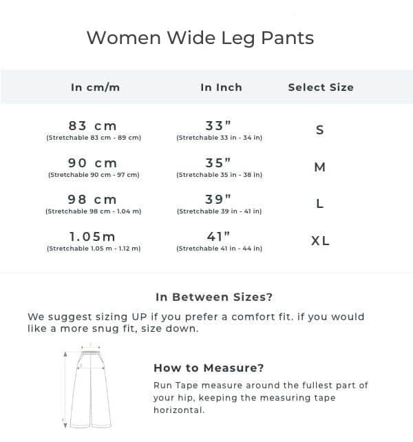 The Midnight Blue Women Wide Leg Size Guide