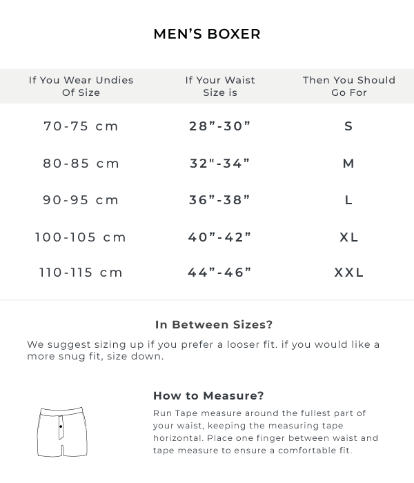 The Bird and Flower Printed Boxer Size Guide