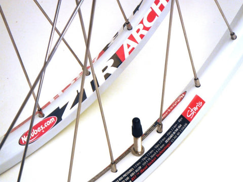 Photo of Stan's No Tubes ARCH MTB rims, built by XLR8 Wheels onto Shutter Precision PD8 and Velocity MTB hubs.