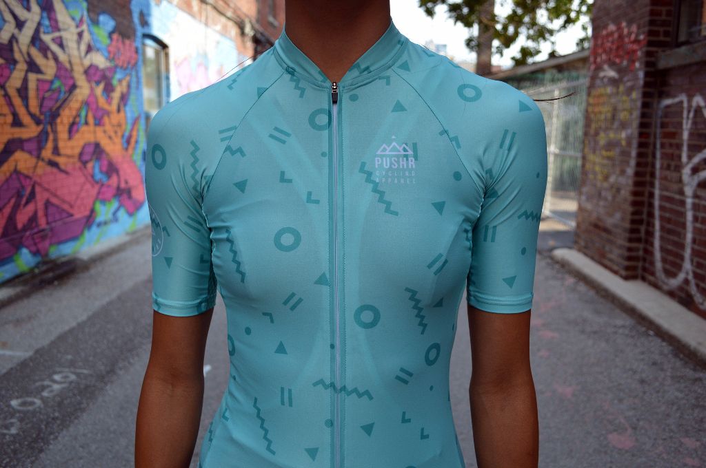 Turquoise Shapes Jersey | PUSHR Cycling 