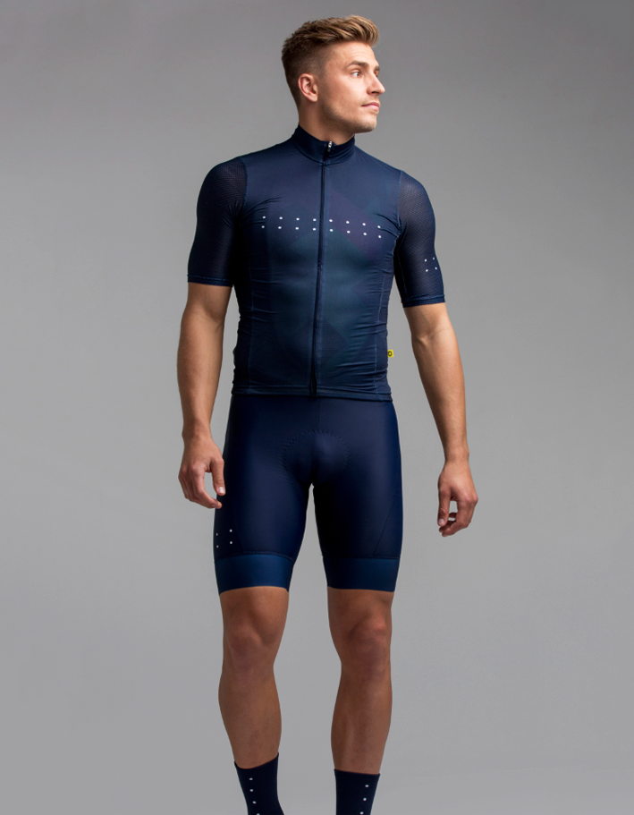 navy cycling jersey