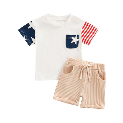 American Solid Shorts Toddler Boy Set
