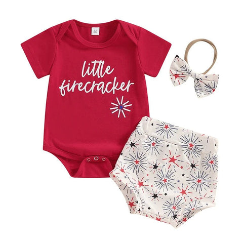 Little Firecracker Baby Girl 4th of July Set