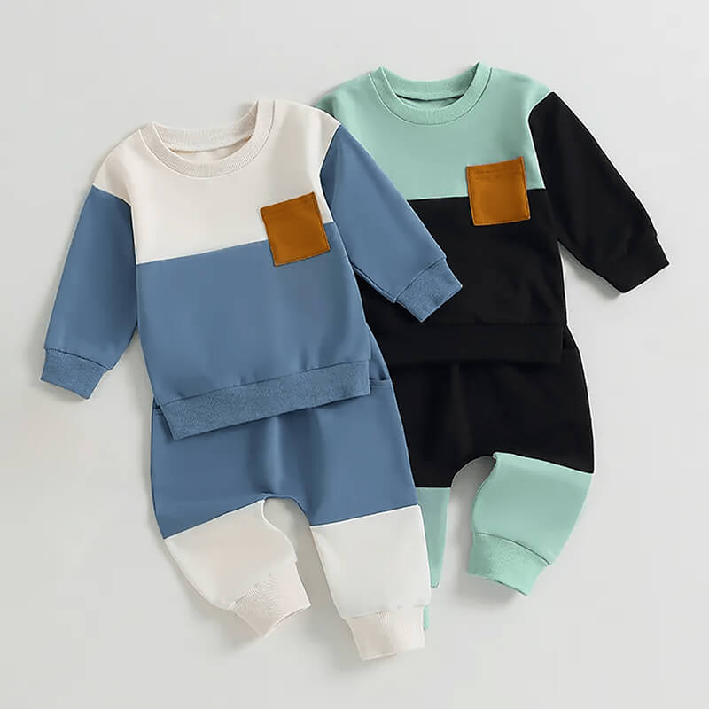 toddler boy color block outfit set