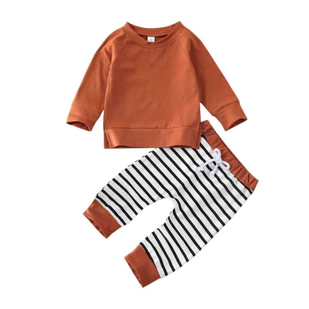 Baby Boy Brown Striped 2-Piece Outfit Set – The Trendy Toddlers