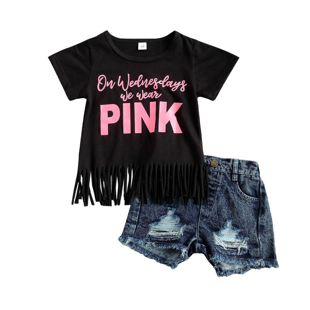 Toddler Girl Pink Wednesday Denim 2-Piece Summer Set#N#– The Trendy ...