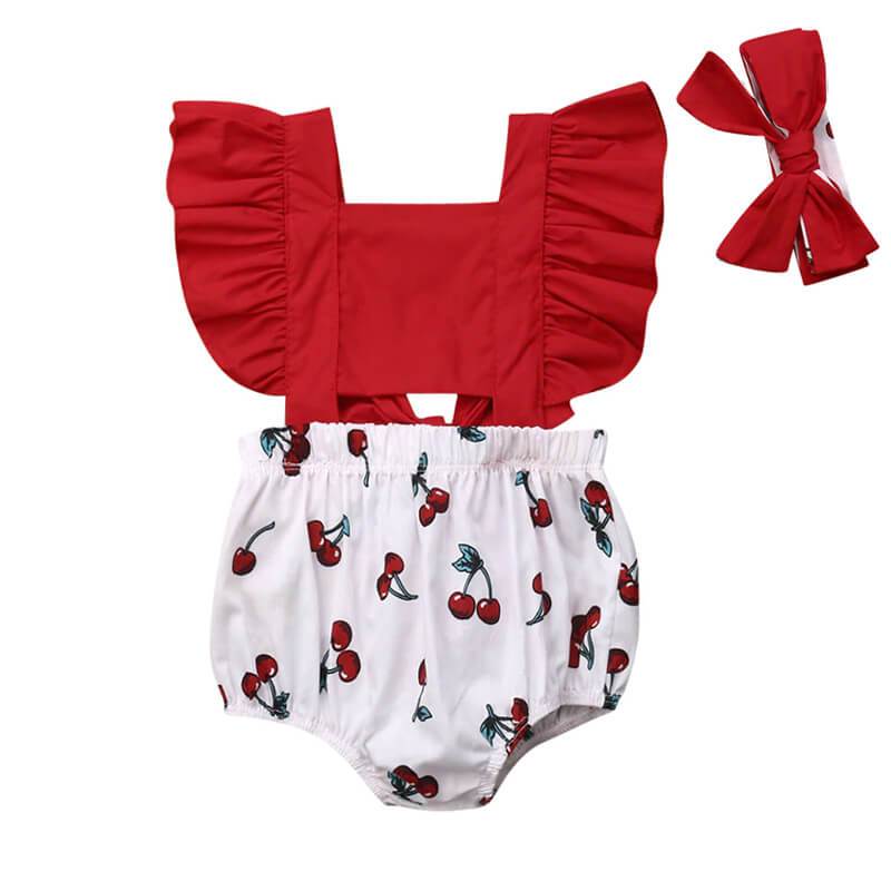 Baby Girl Red Cherry Ruffled Romper – The Trendy Toddlers