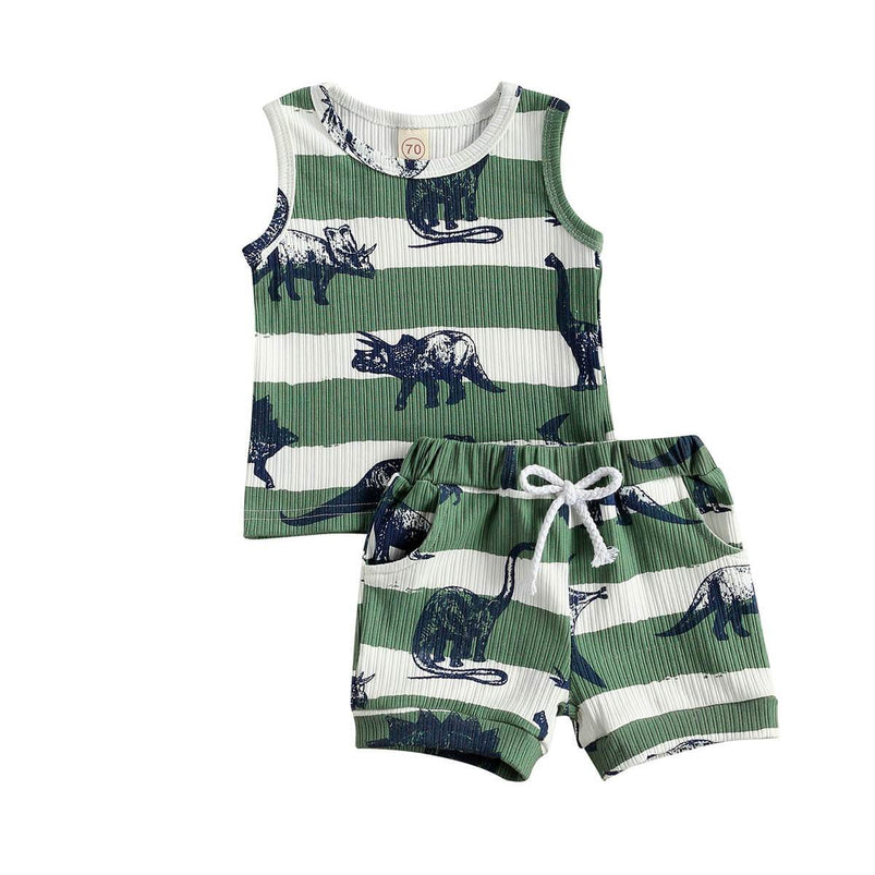 Baby Boy Dinosaurs Striped 2-Piece Outfit Set – The Trendy Toddlers