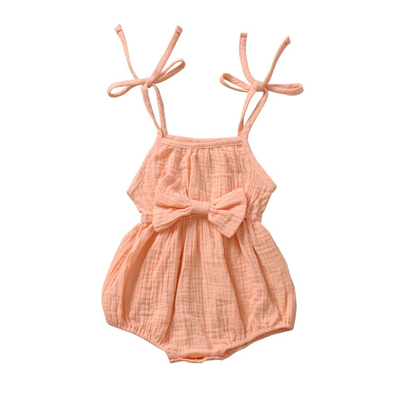 Baby Girl Straps Bow Solid Romper – The Trendy Toddlers