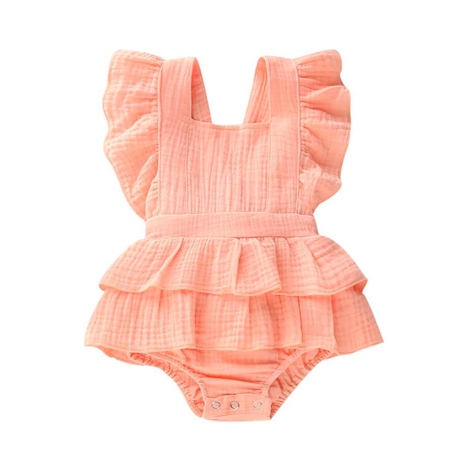 Baby Girl Solid Ruffled Romper – The Trendy Toddlers