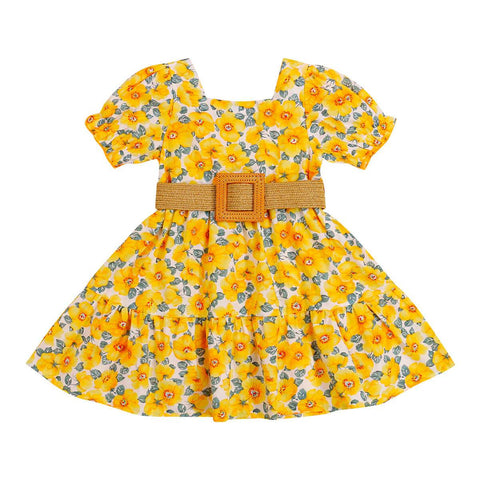 Yellow Floral Toddler Girl Dress