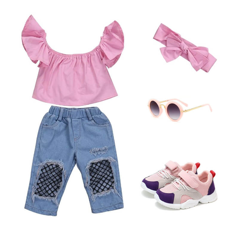 Toddler Girl Pink Denim Outfit