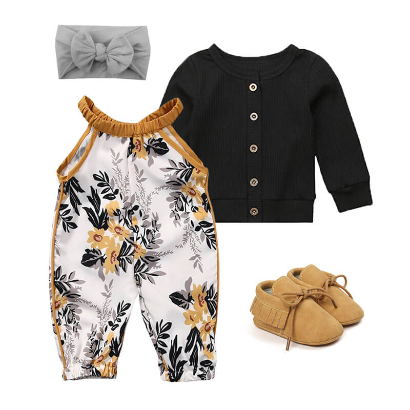 Baby Girl Mustard Floral Outfit