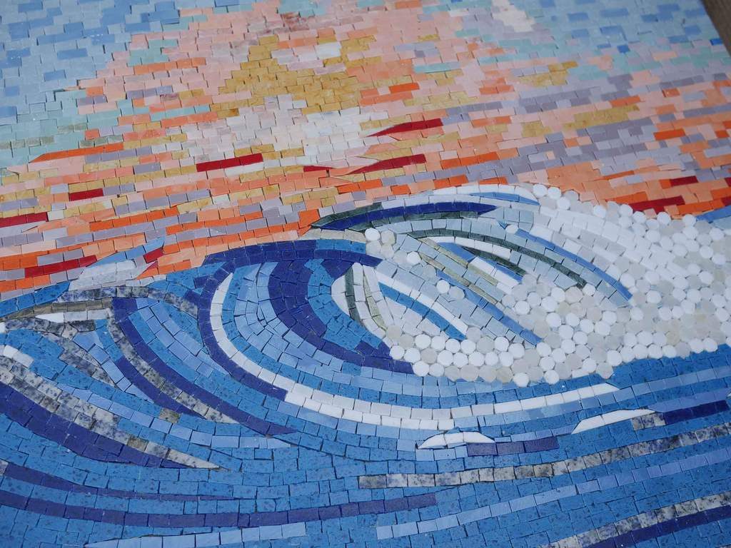 Mosaico De Olas Con Tonos Atardecer — Mozaico