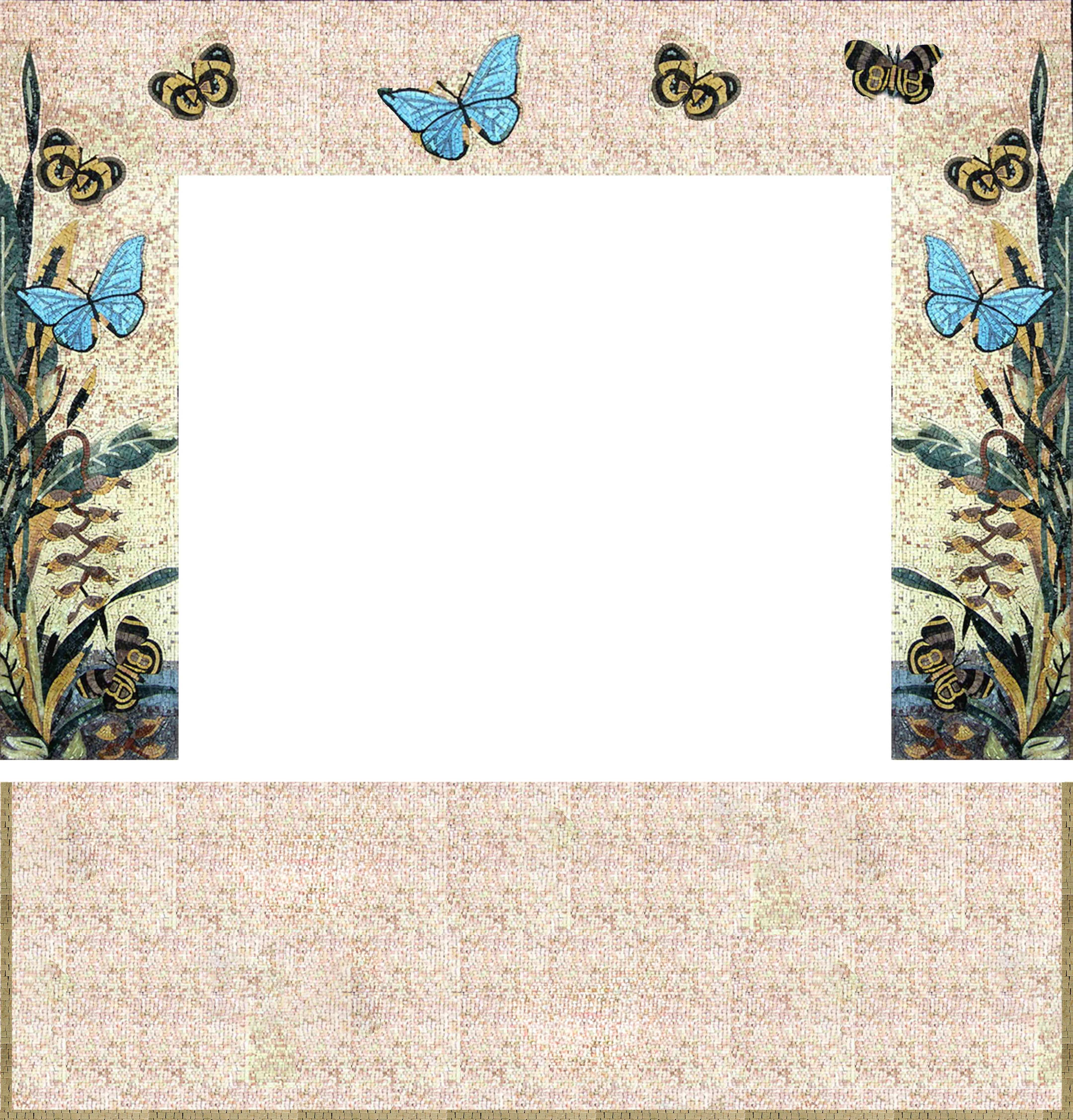Tile Mosaic Fireplace - Butterfly Art