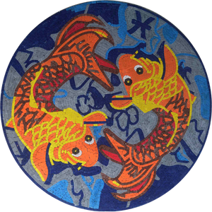 Koi Fish Marble Mosaic Art Nautical - Mozaico - Nautical Art
