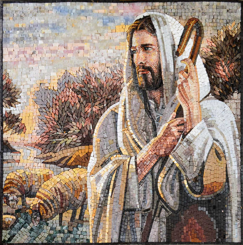 Jesus The Shepherd Stone Art Mosaic