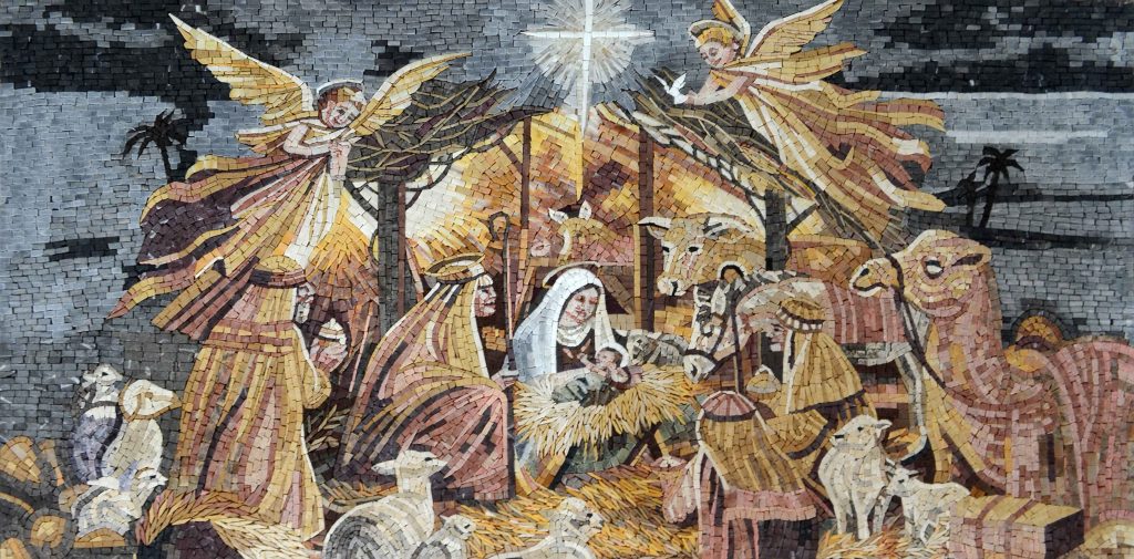 Nativity of Jesus Christ Marble Mosaic by Mozaico.